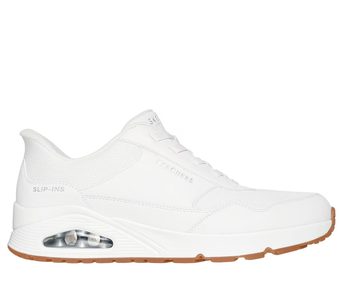 Sneakers Uomo Bianche con Suola Air-Cooled e Calzata Slip-Ins