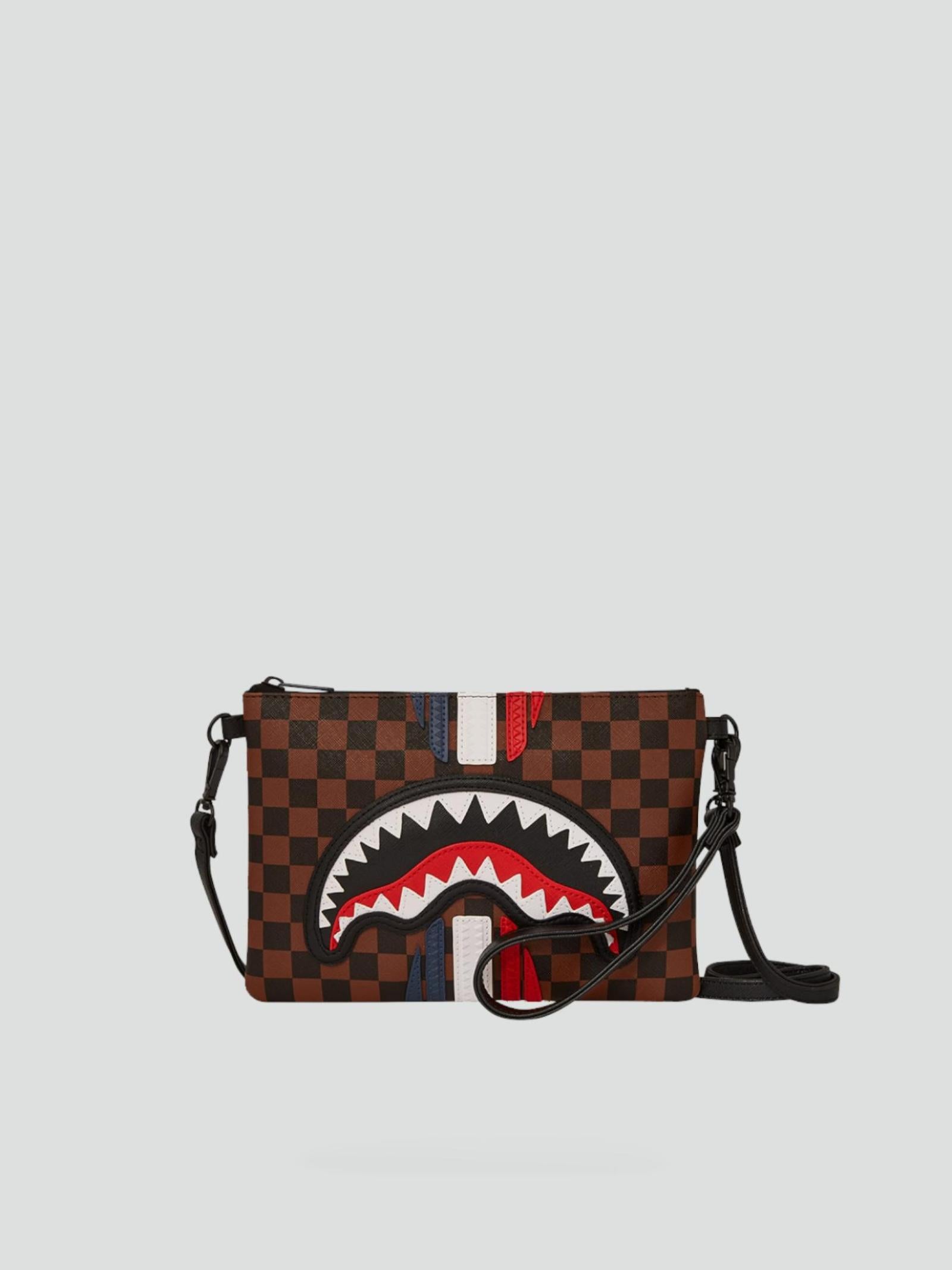 Pochette "Sharkmouth" marrone con dettagli check