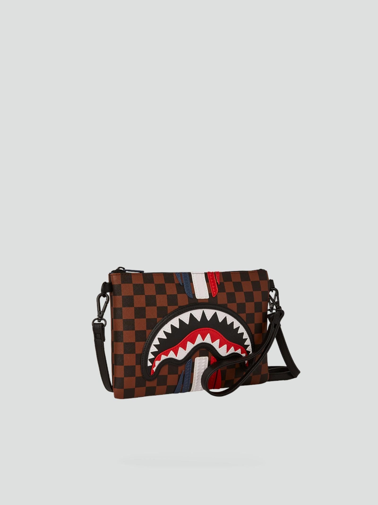 Pochette "Sharkmouth" marrone con dettagli check