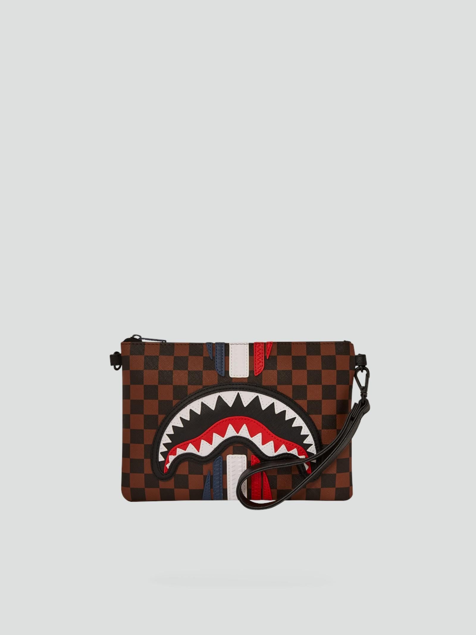 Pochette "Sharkmouth" marrone con dettagli check
