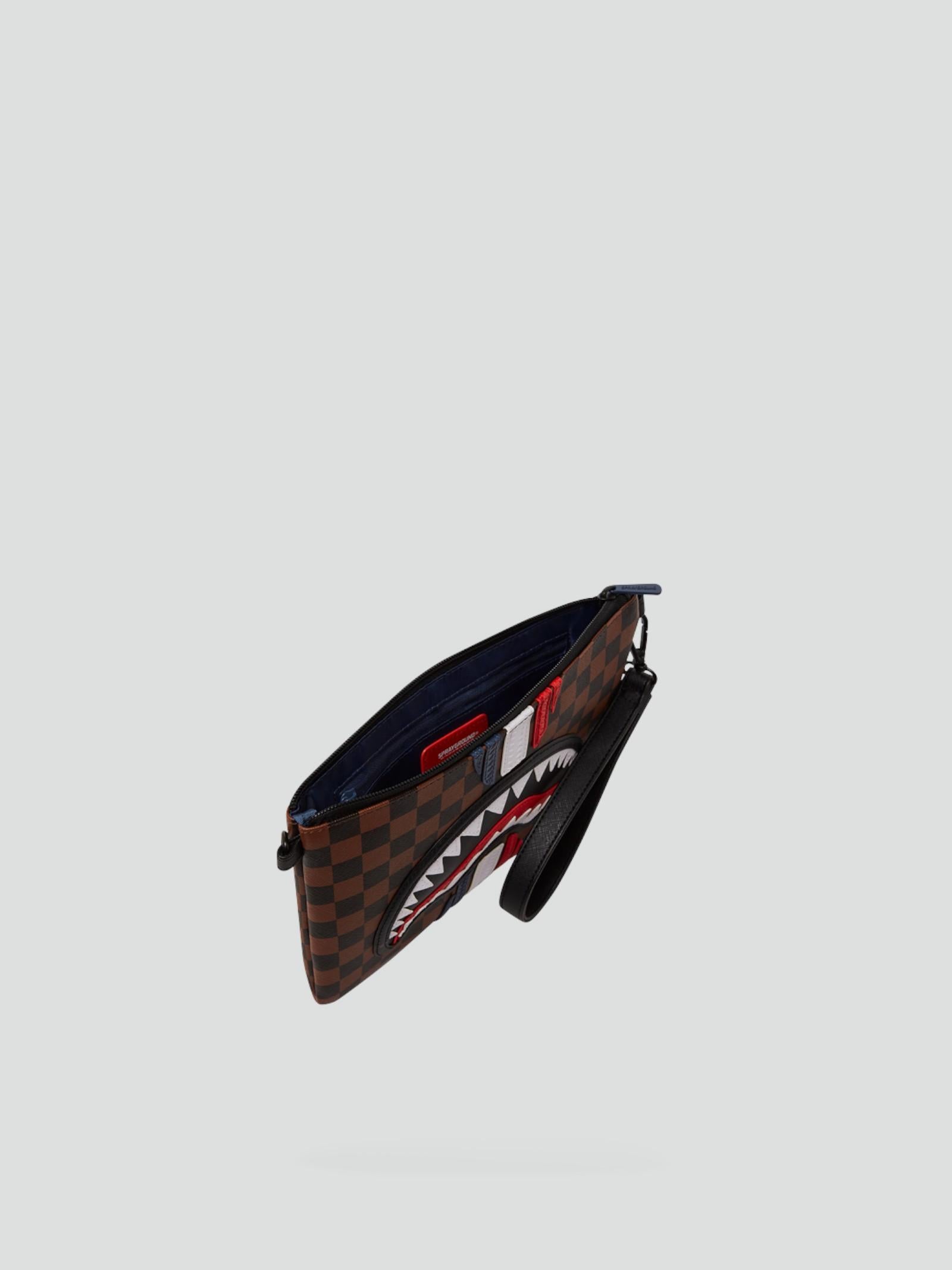 Pochette "Sharkmouth" marrone con dettagli check