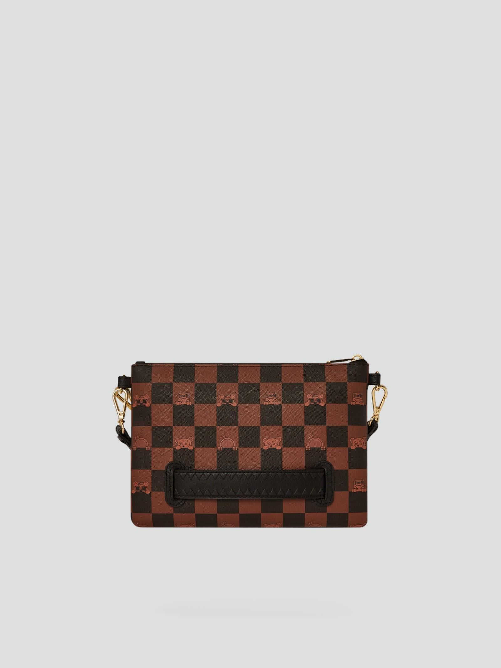 Pochette "Peeking Character" Check in PVC con Grafica Check