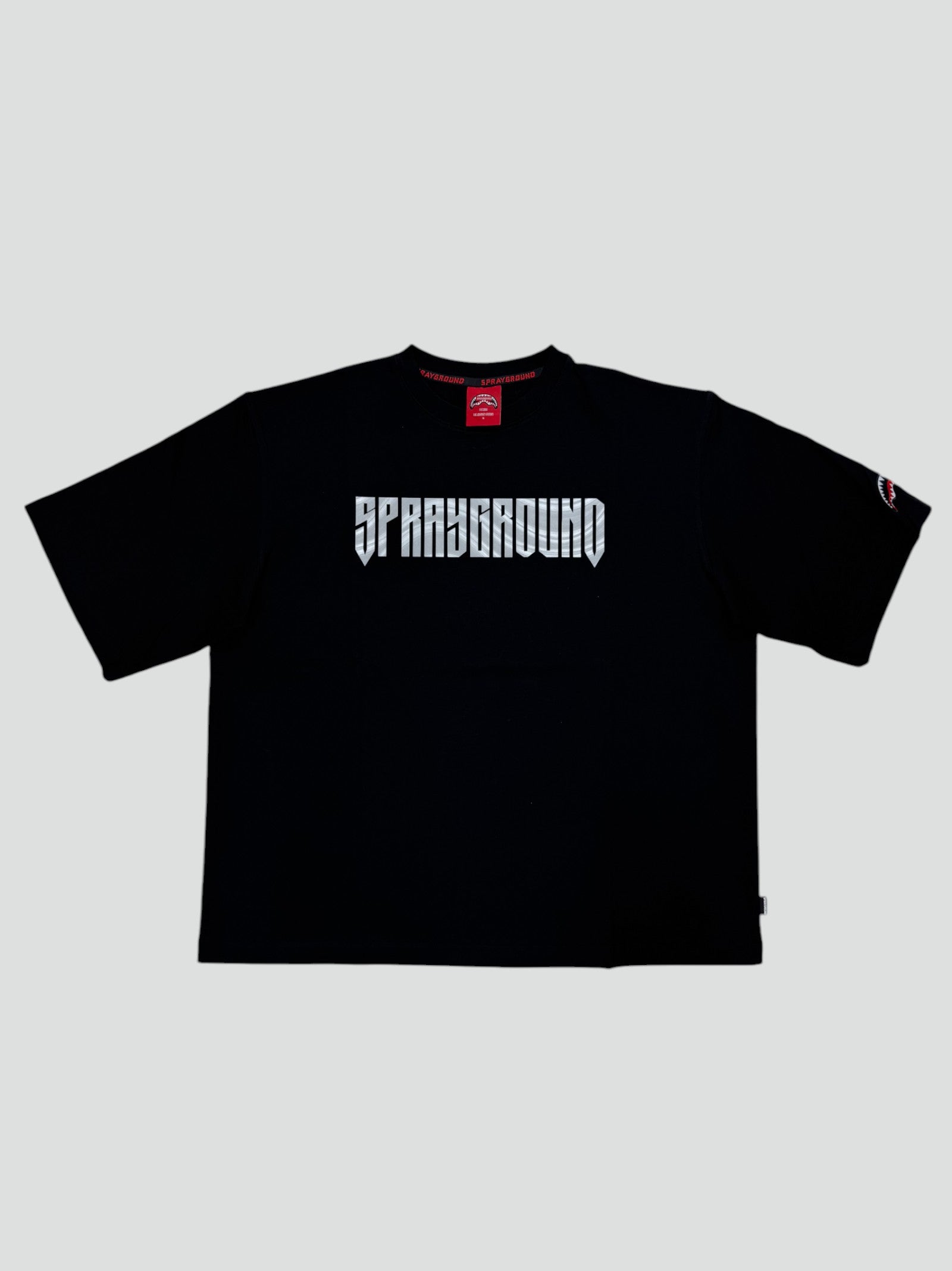T-shirt "Tiger Punk" Nera con Stampa Metallizzata e Fit Boxy