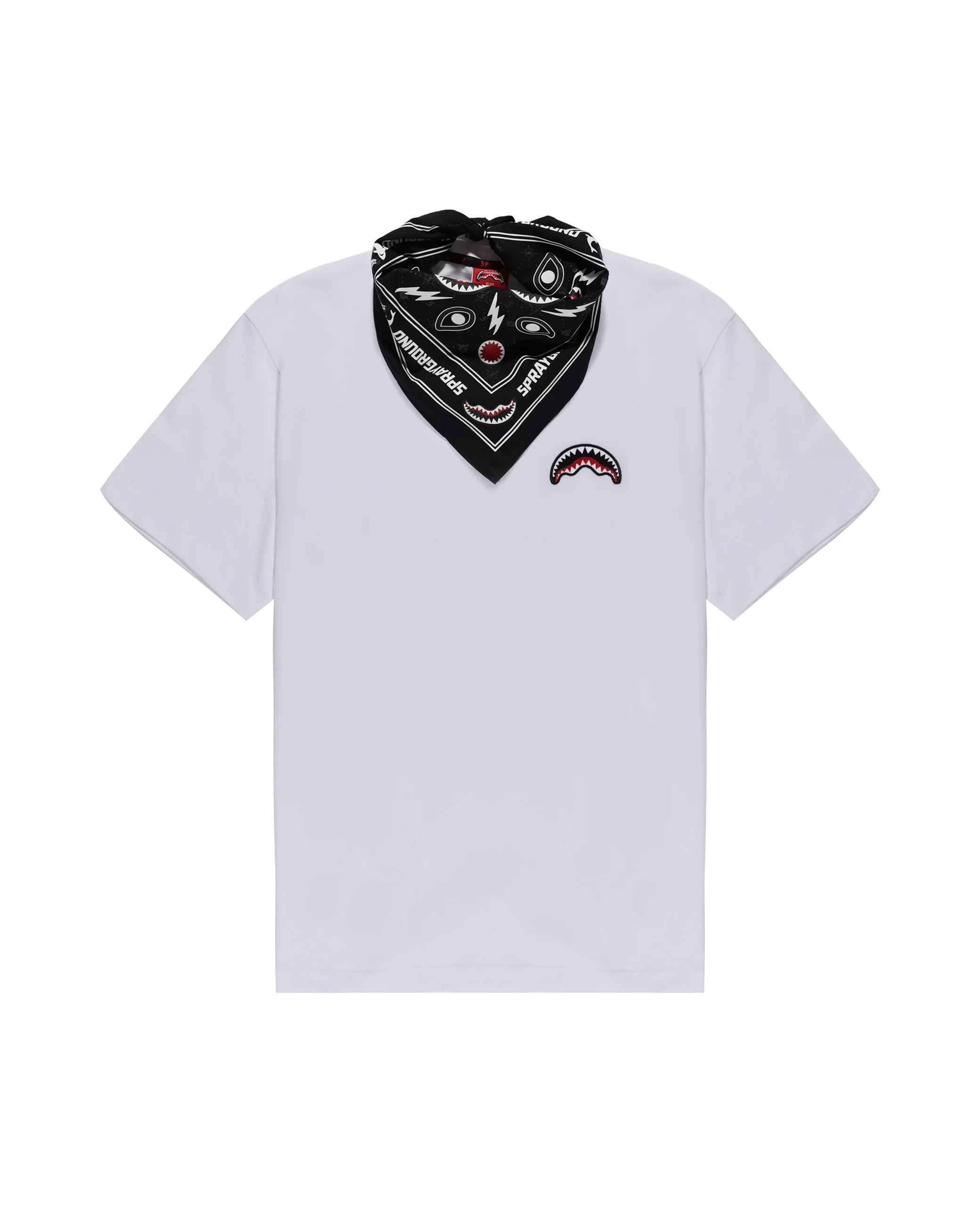 T-shirt "Black Bandana" Bianca con Bandana Stampata