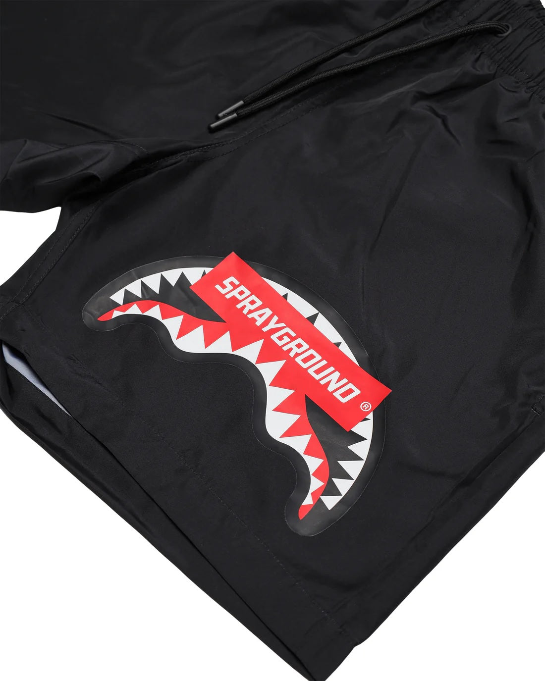 Costume da Bagno "Shark Patch" Nero con Tasca Posteriore