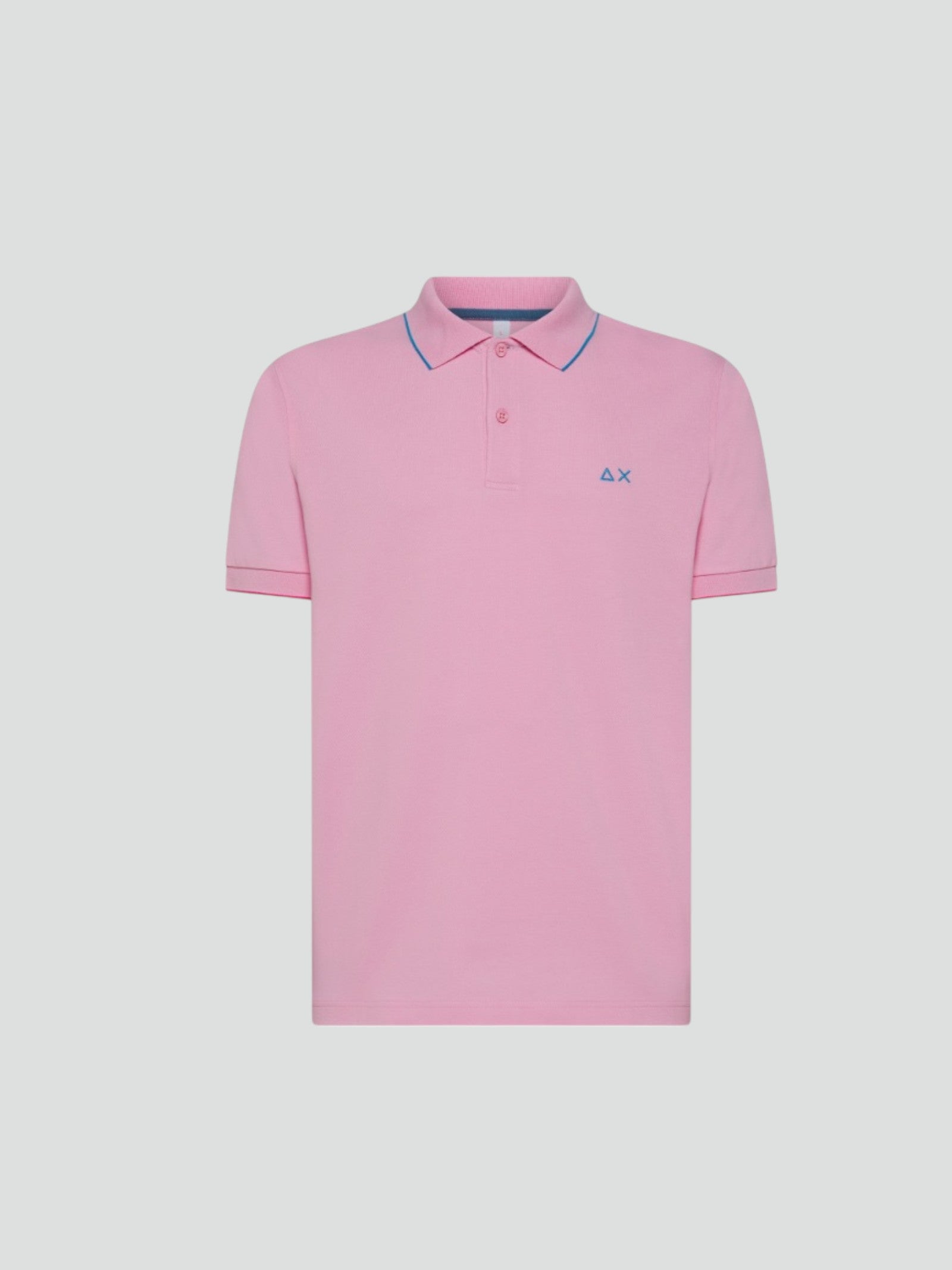 Polo rosa "Small Stripes on Collar" con profili a contrasto SUN68
