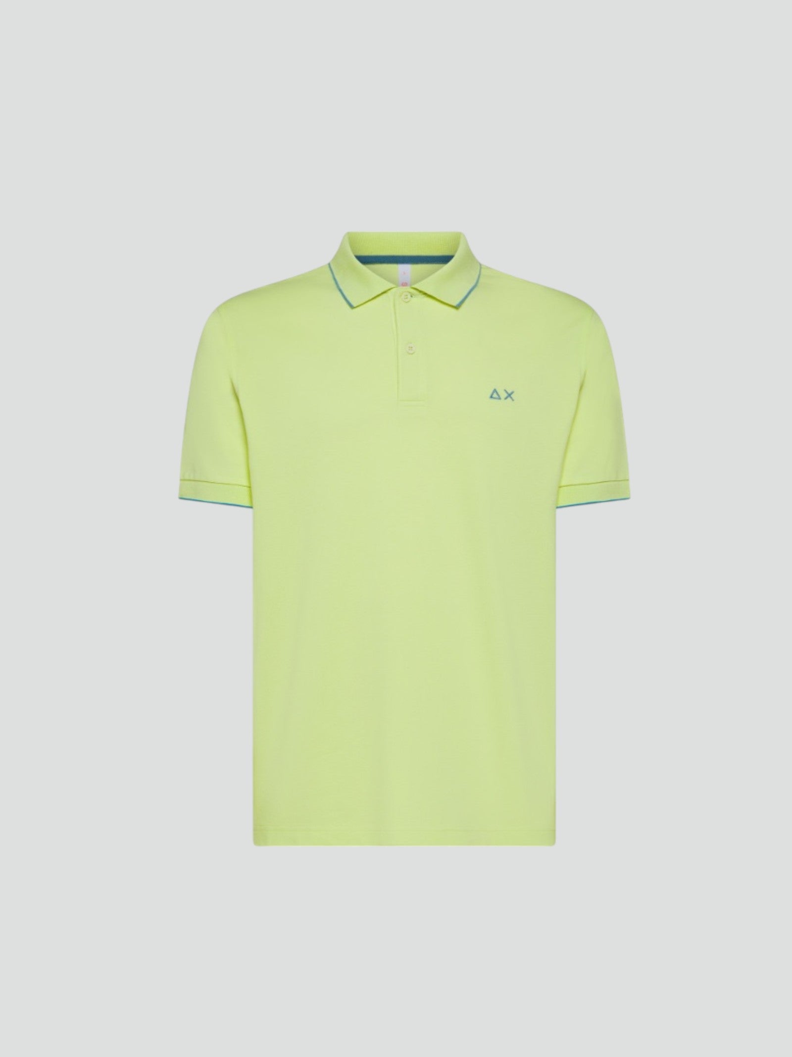 Polo lime "Small Stripes on Collar" con profili a contrasto SUN68