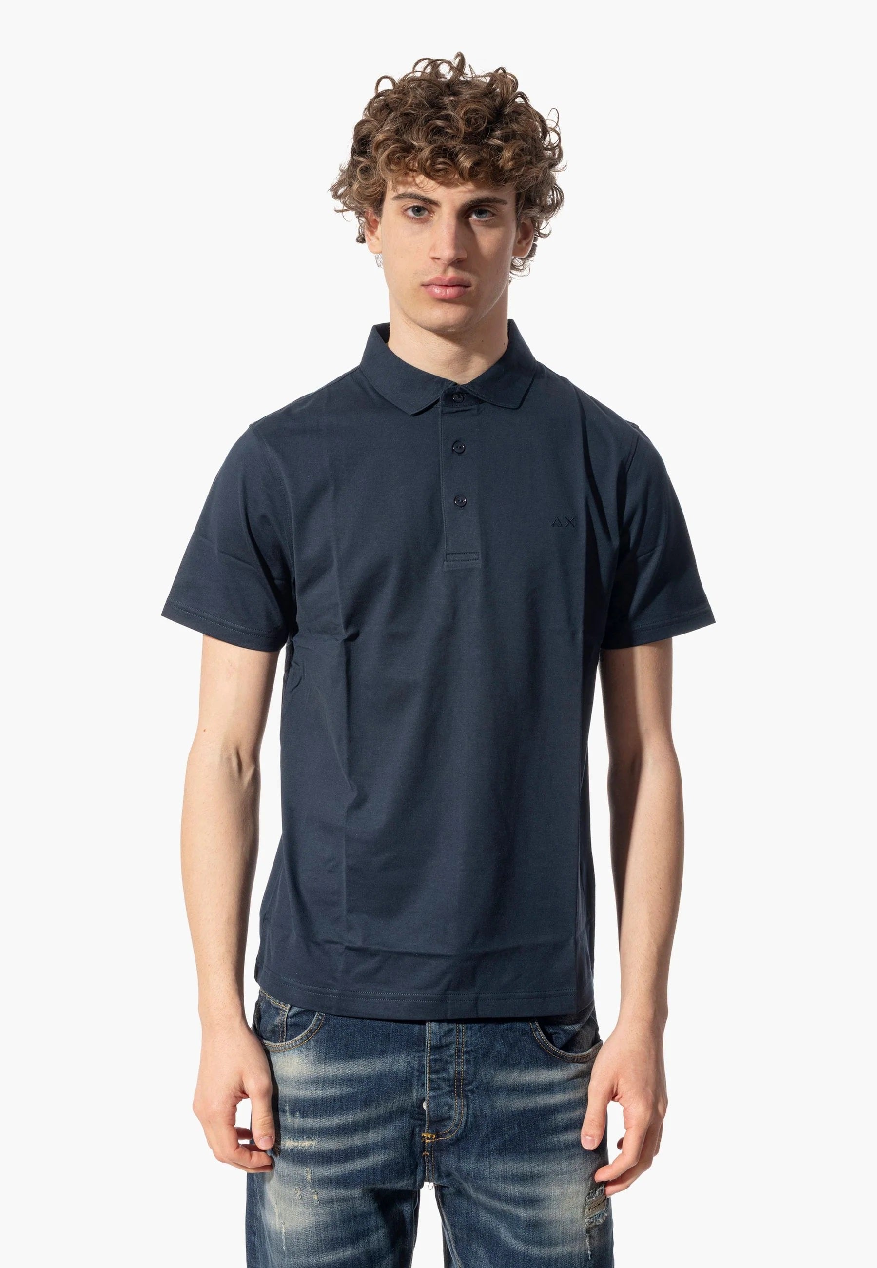 Polo blu navy "Jersey Mercerized" in Cotone Sun68