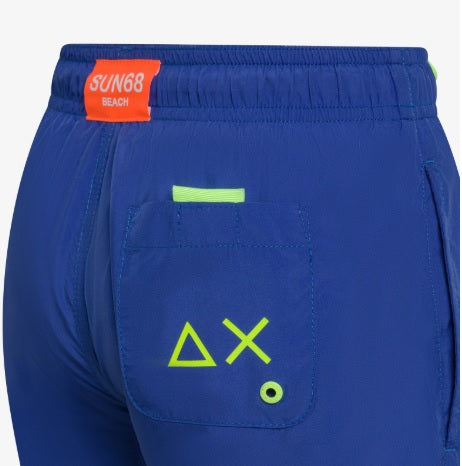 Costume mare Bambino SUN68 Blu con Banda Laterale Logata