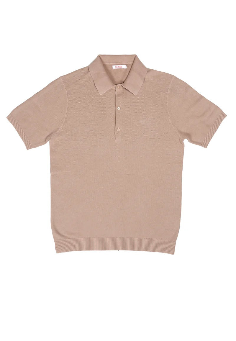 Polo Uomo Beige Stone in Cotone Maglia Rasata