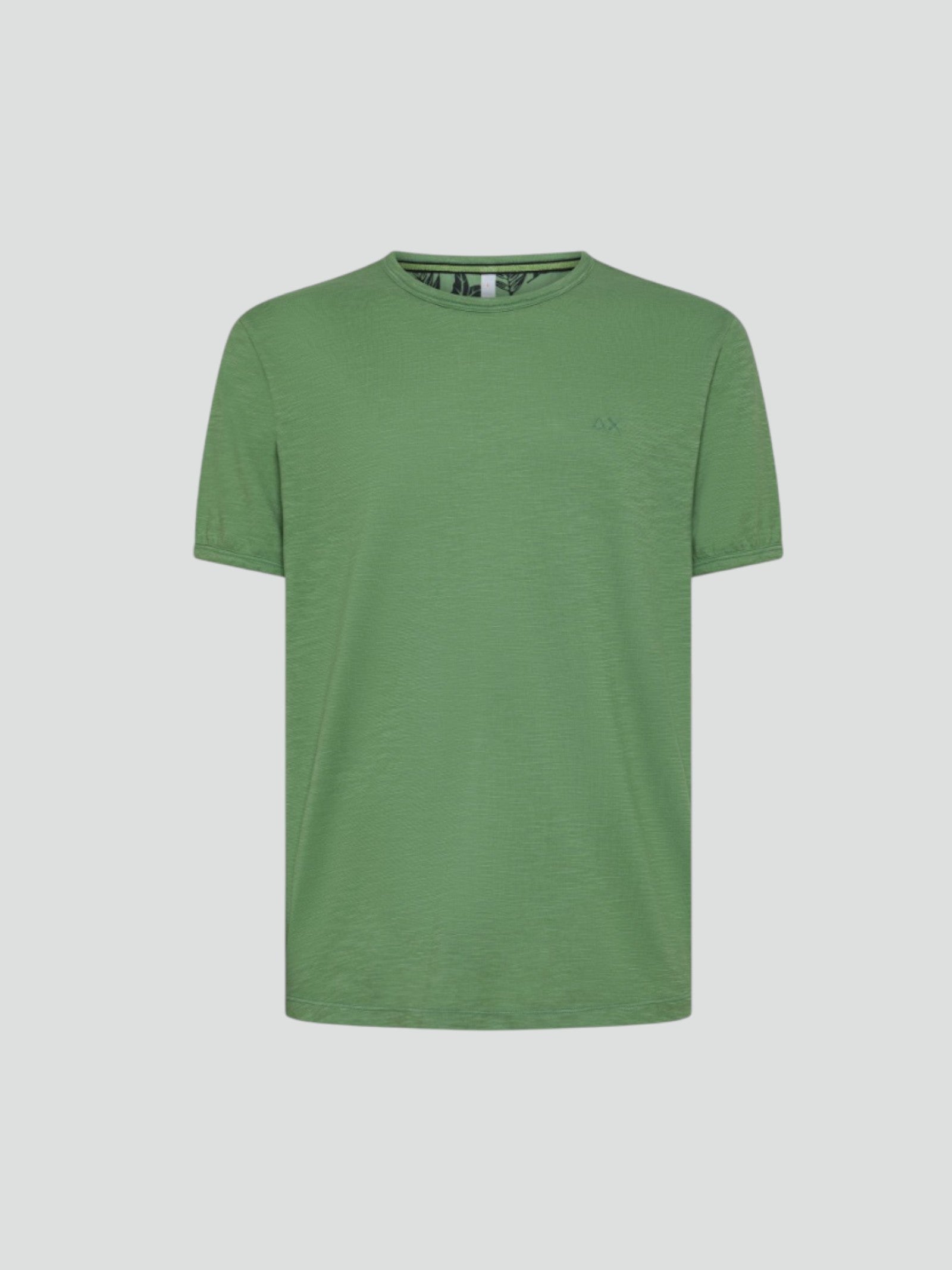 T-shirt verde da uomo con logo ricamato