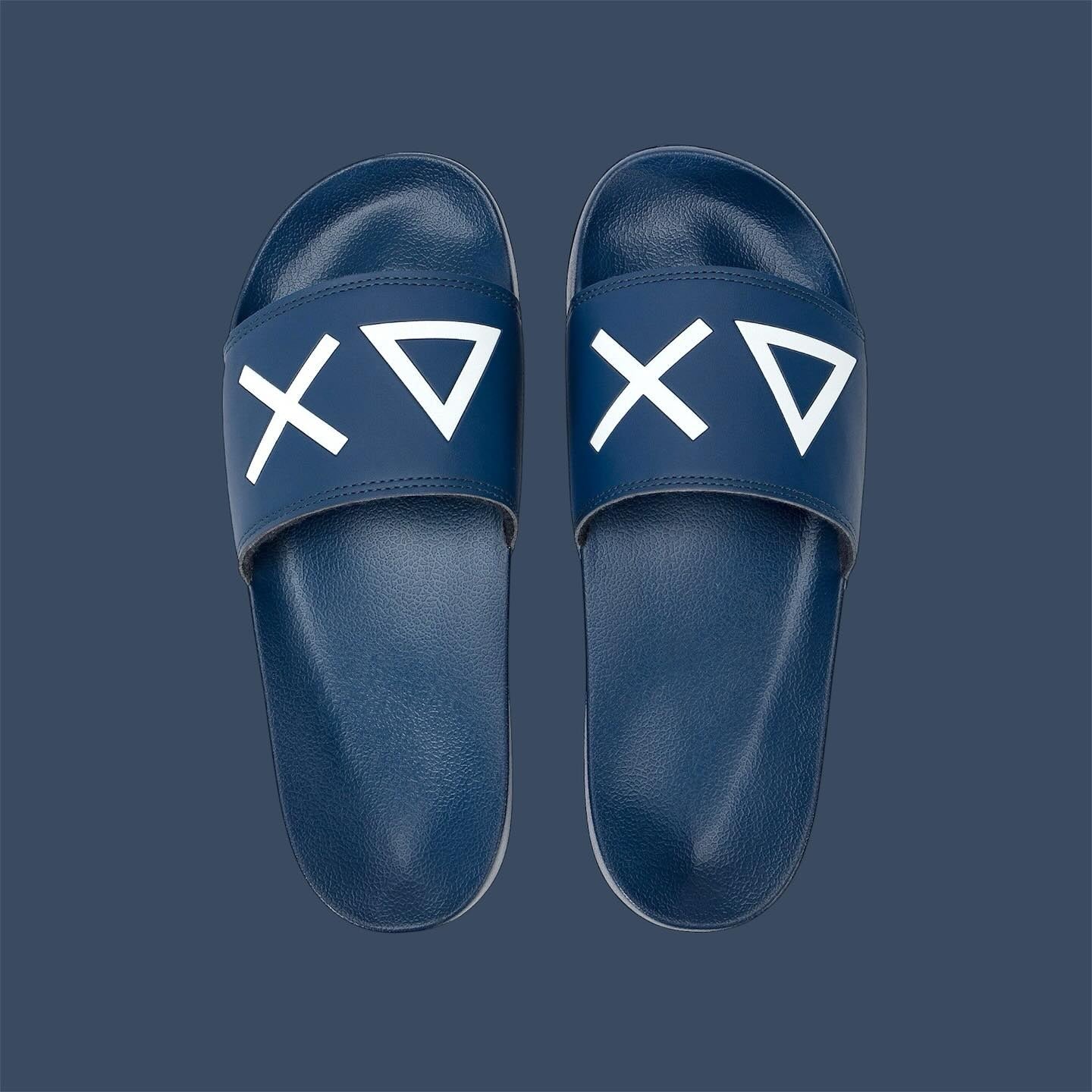 Ciabatte uomo Sun68 blu con logo bianco