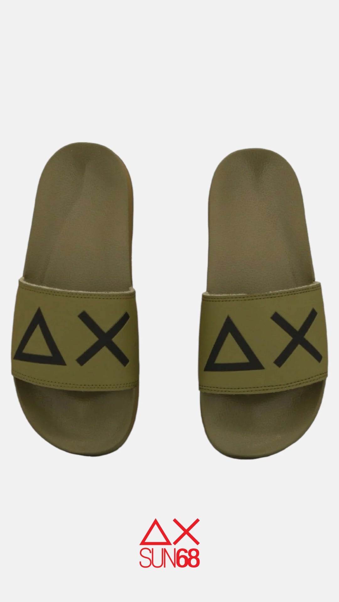 Ciabatte uomo Sun68 verde militare con simboli geometrici neri
