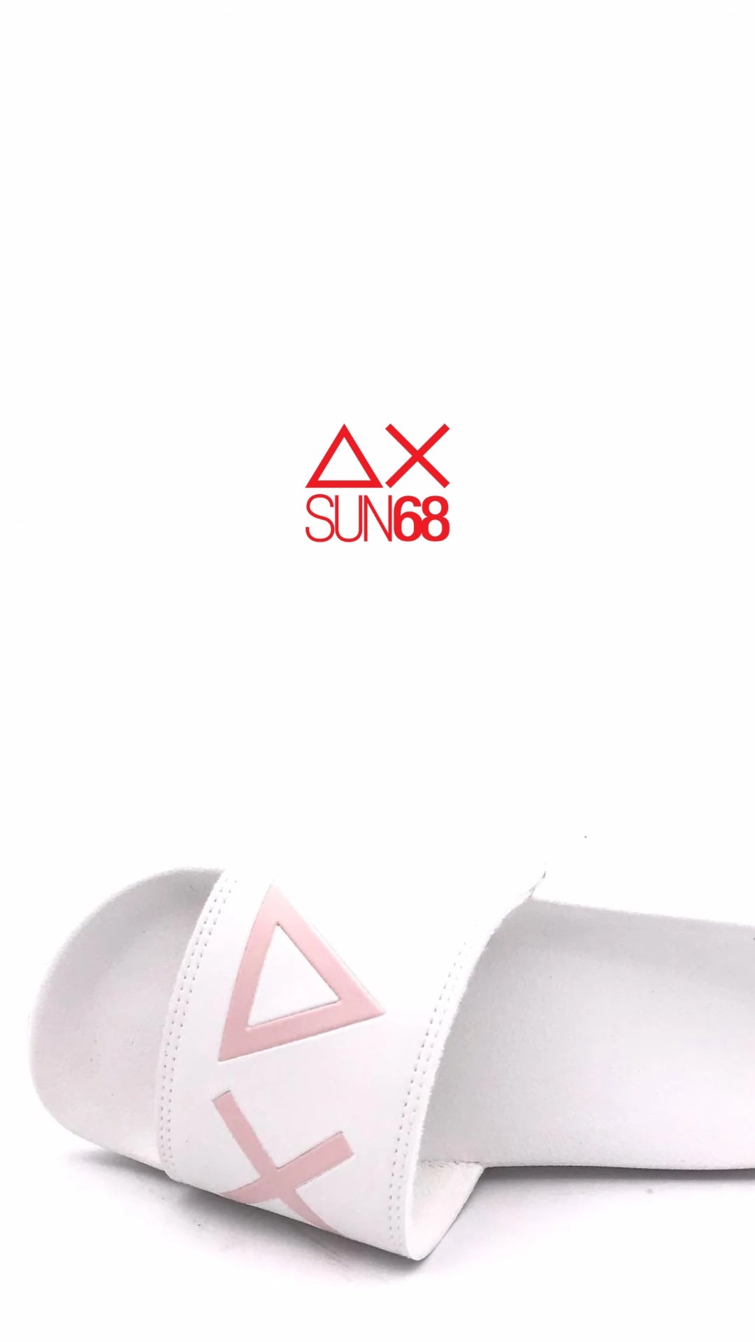 Ciabatte Sun68 bianche con logo rosa