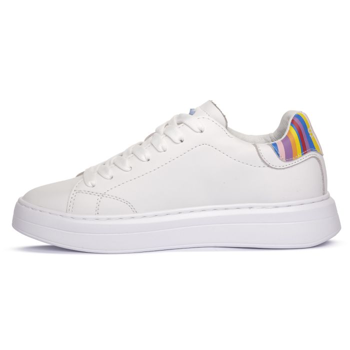 Sneakers "Grace Leather 01" Bianche con Dettaglio Multicolor