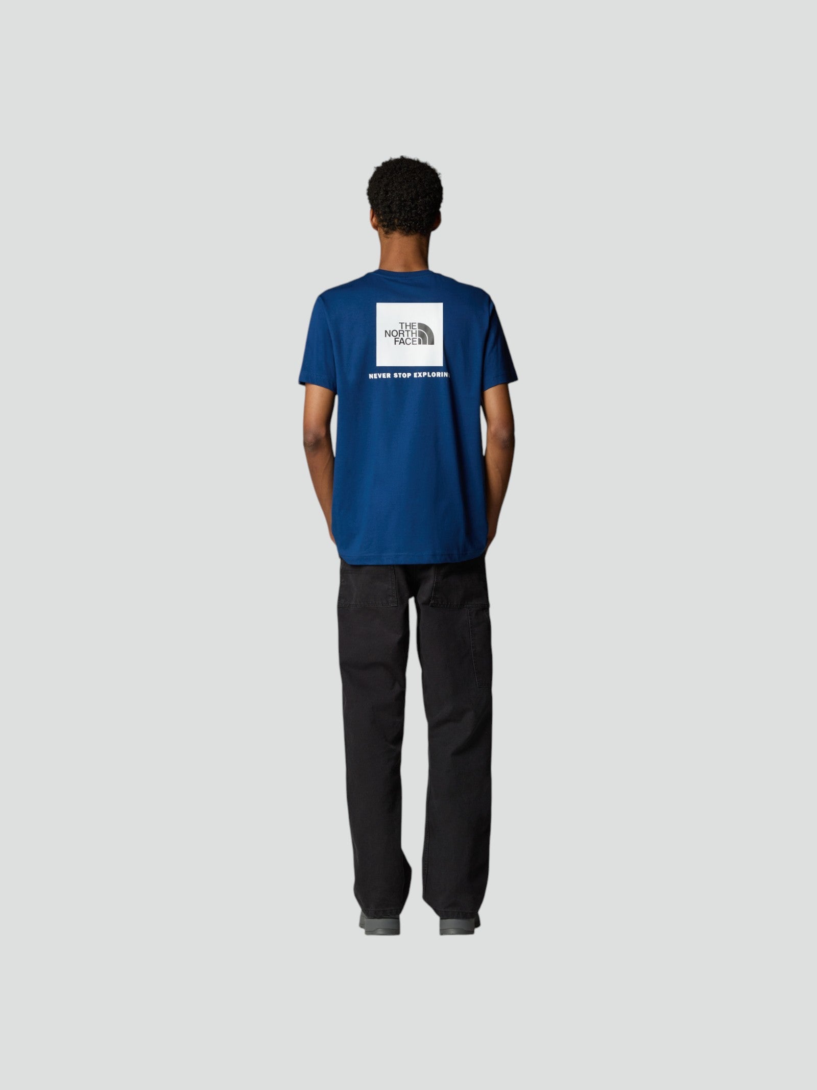 T-shirt Uomo Girocollo Blu con Logo Frontale bianco e Box Logo Retro