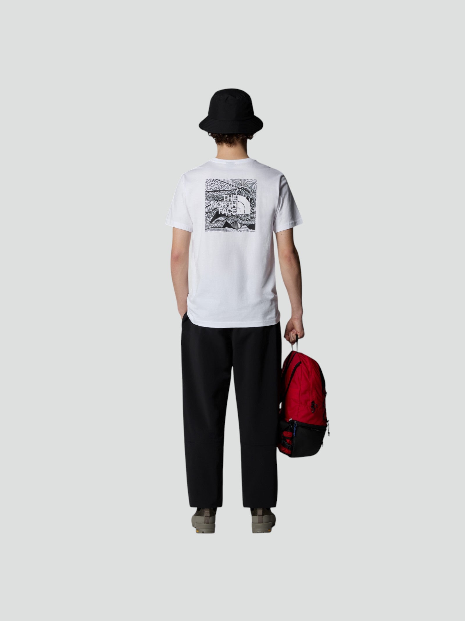 T-shirt Uomo Bianca con Grafica Montagna Retro