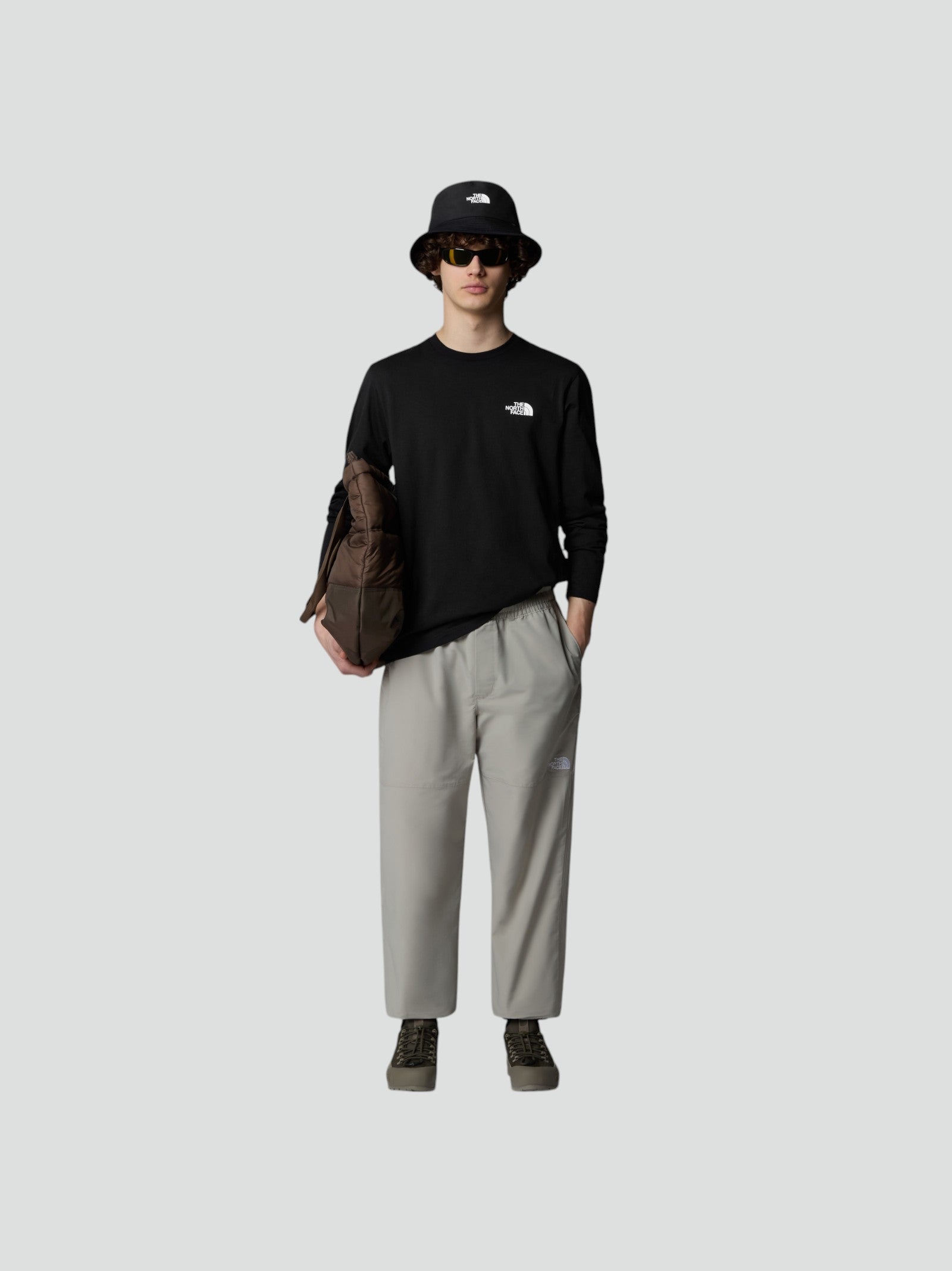 T-shirt Uomo Nera a Manica Lunga con Logo Fronte e Retro
