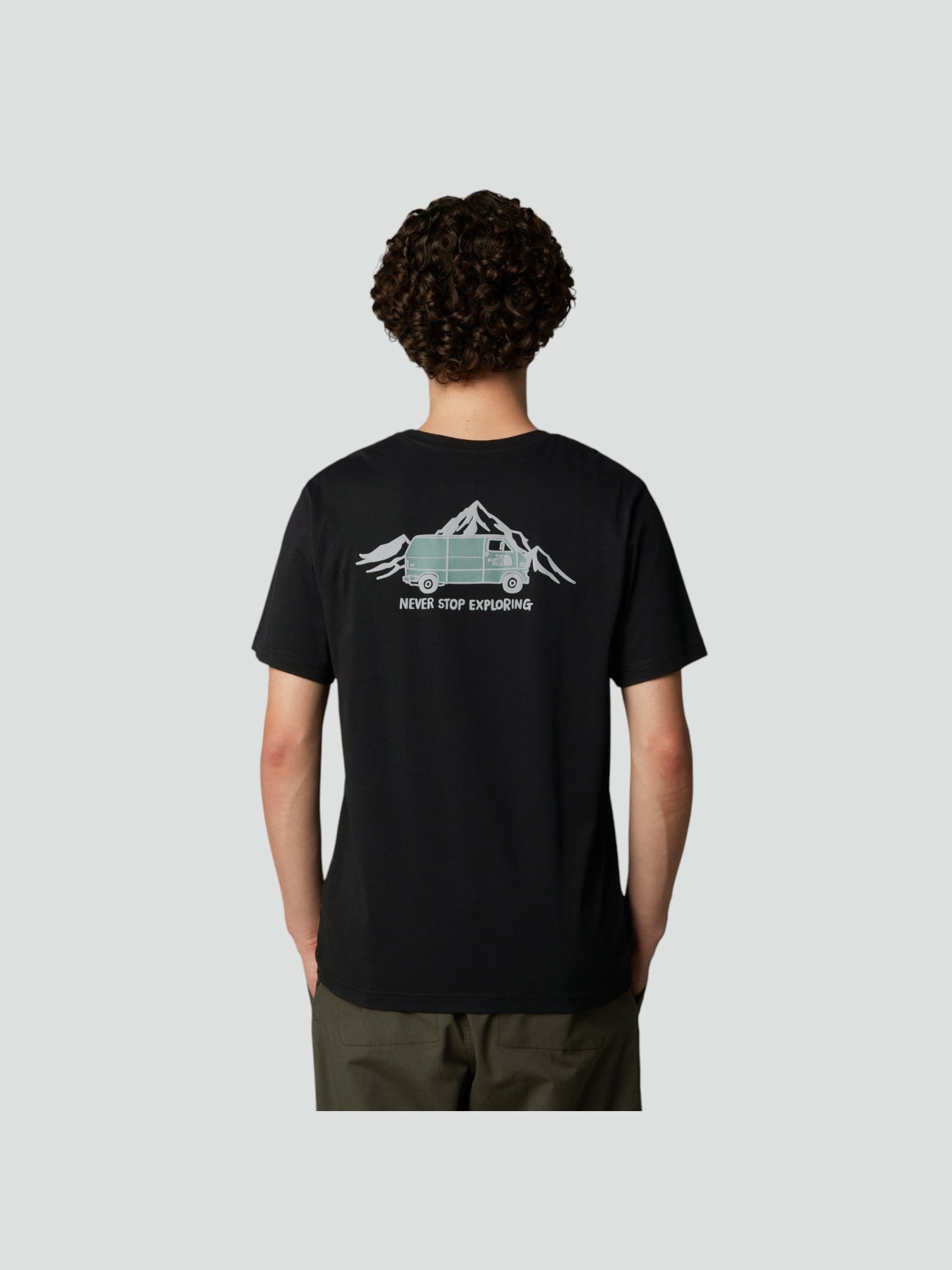 T-shirt Uomo nera con Grafica Van verde sul Retro