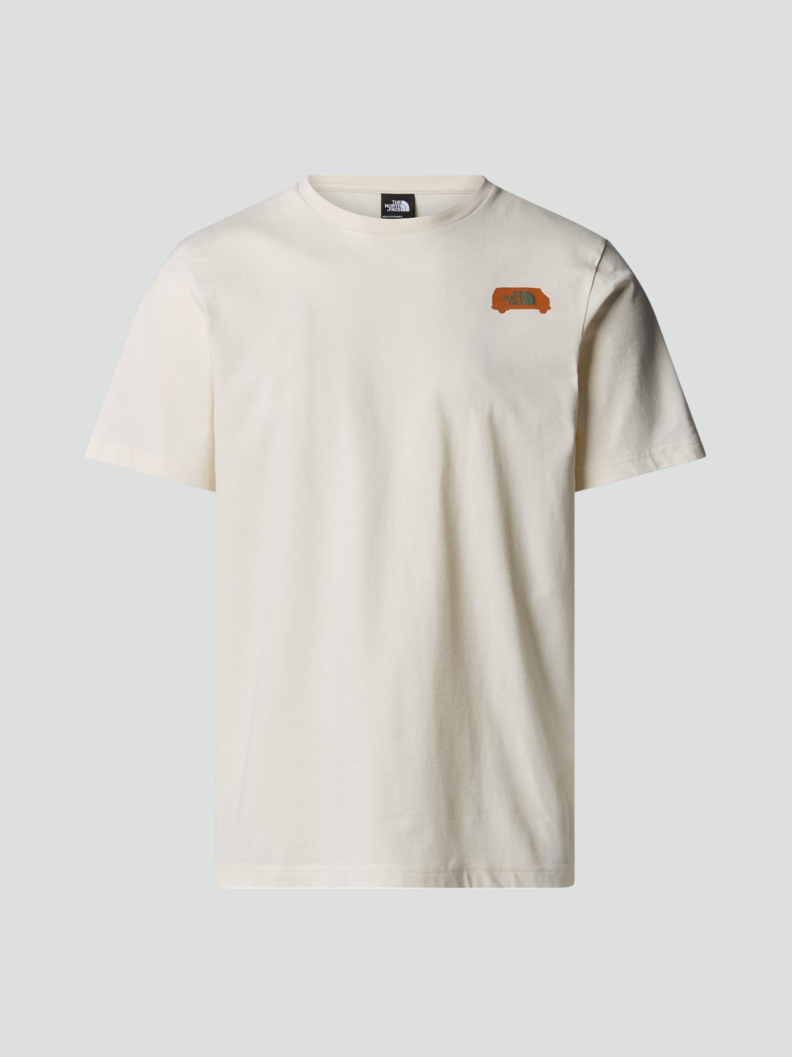 T-shirt Uomo Bianco panna con Grafica Van arancione sul Retro