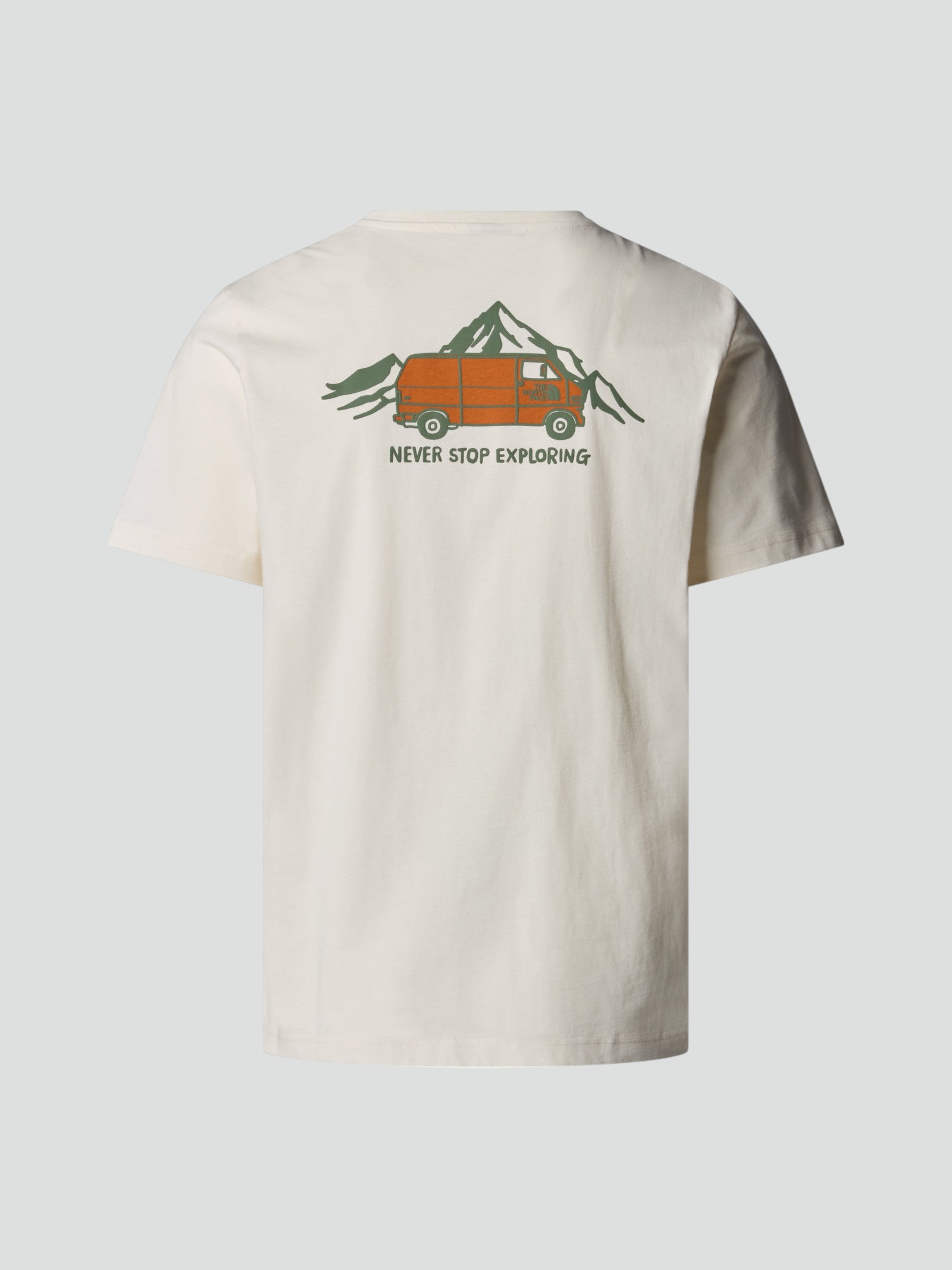 T-shirt Uomo Bianco panna con Grafica Van arancione sul Retro