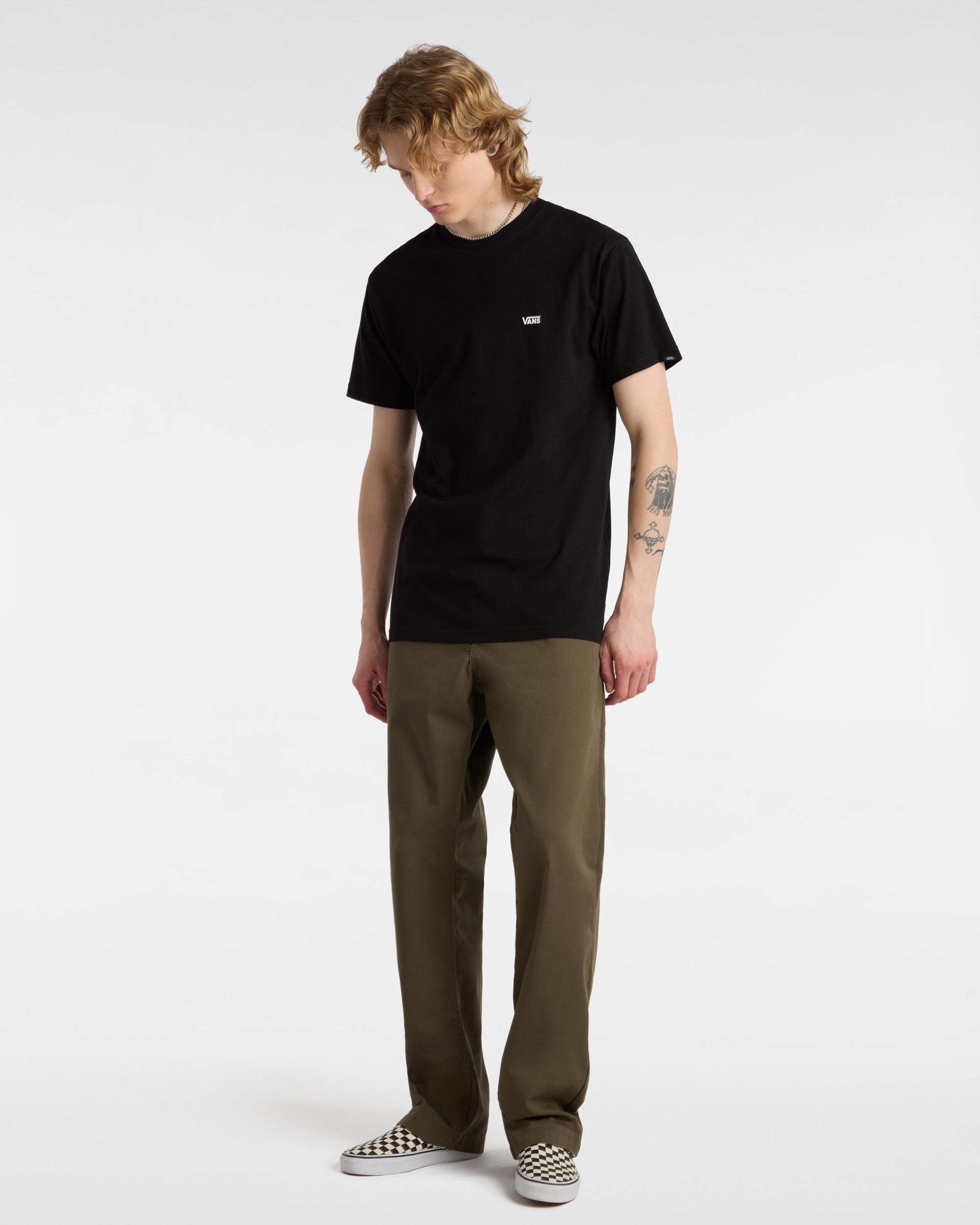 T-shirt Vans Left Chest Logo nera in Cotone