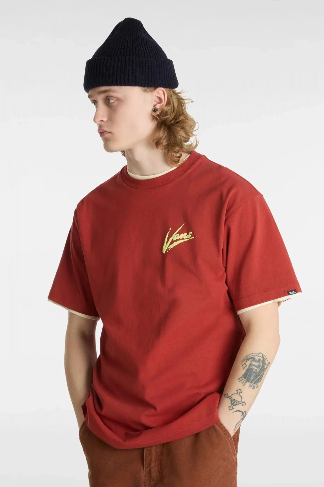 T-shirt Ruggine in cotone con logo Vans giallo fluo