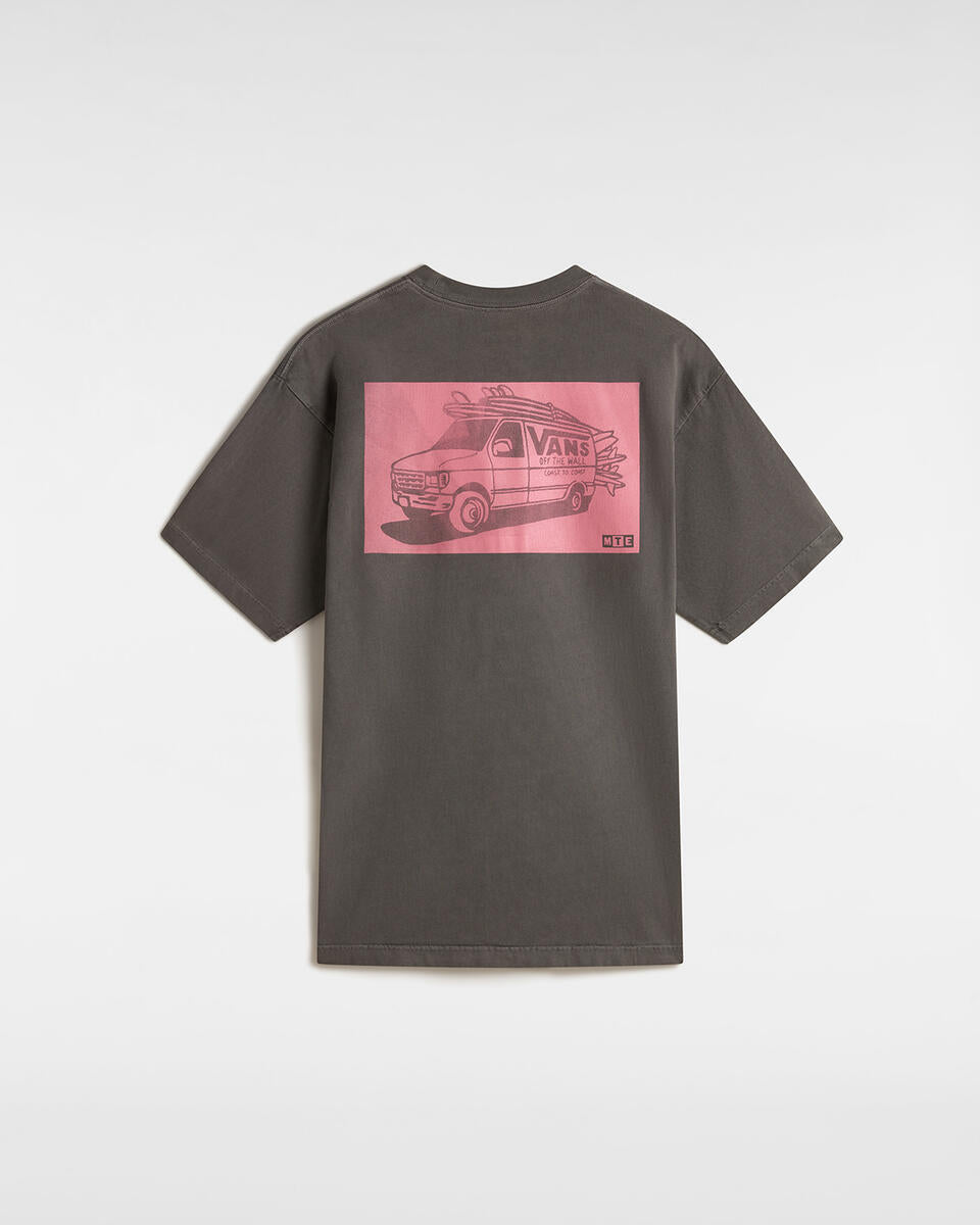 T-shirt MTE Verde Scuro con Stampa Van Surf e Dettagli Rosa