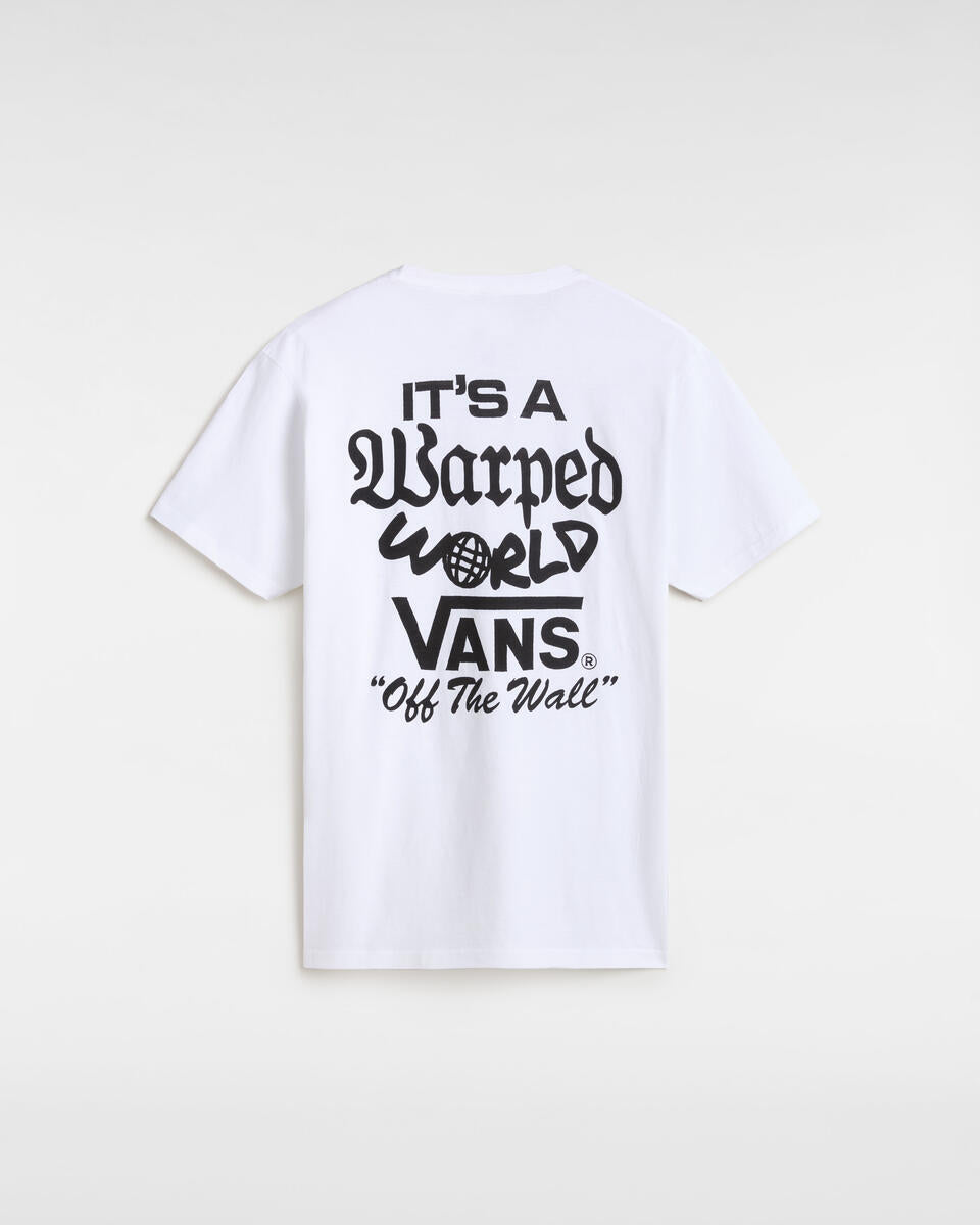 T-shirt "Warped World" Bianca con Stampa Typo Retro Off the Wall