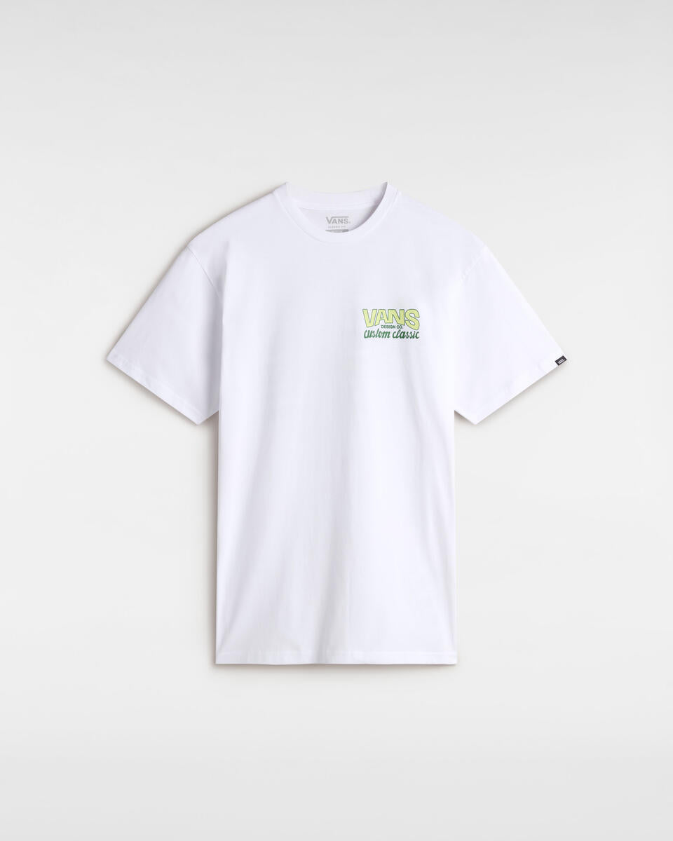 T-shirt "Custom Classic" Bianca con Grafica Design Co. in Verde Fluo