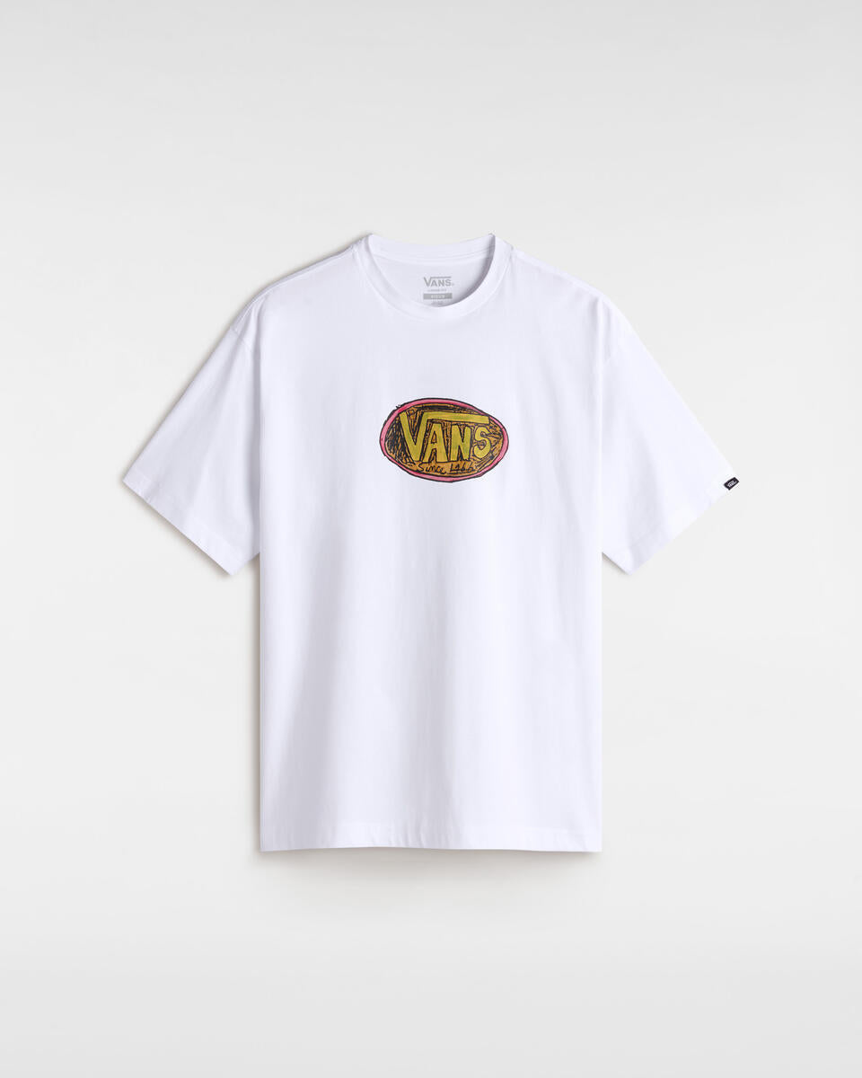 T-shirt "Chalkboard Logo" Bianca con Logo Vans Effetto Lavagna