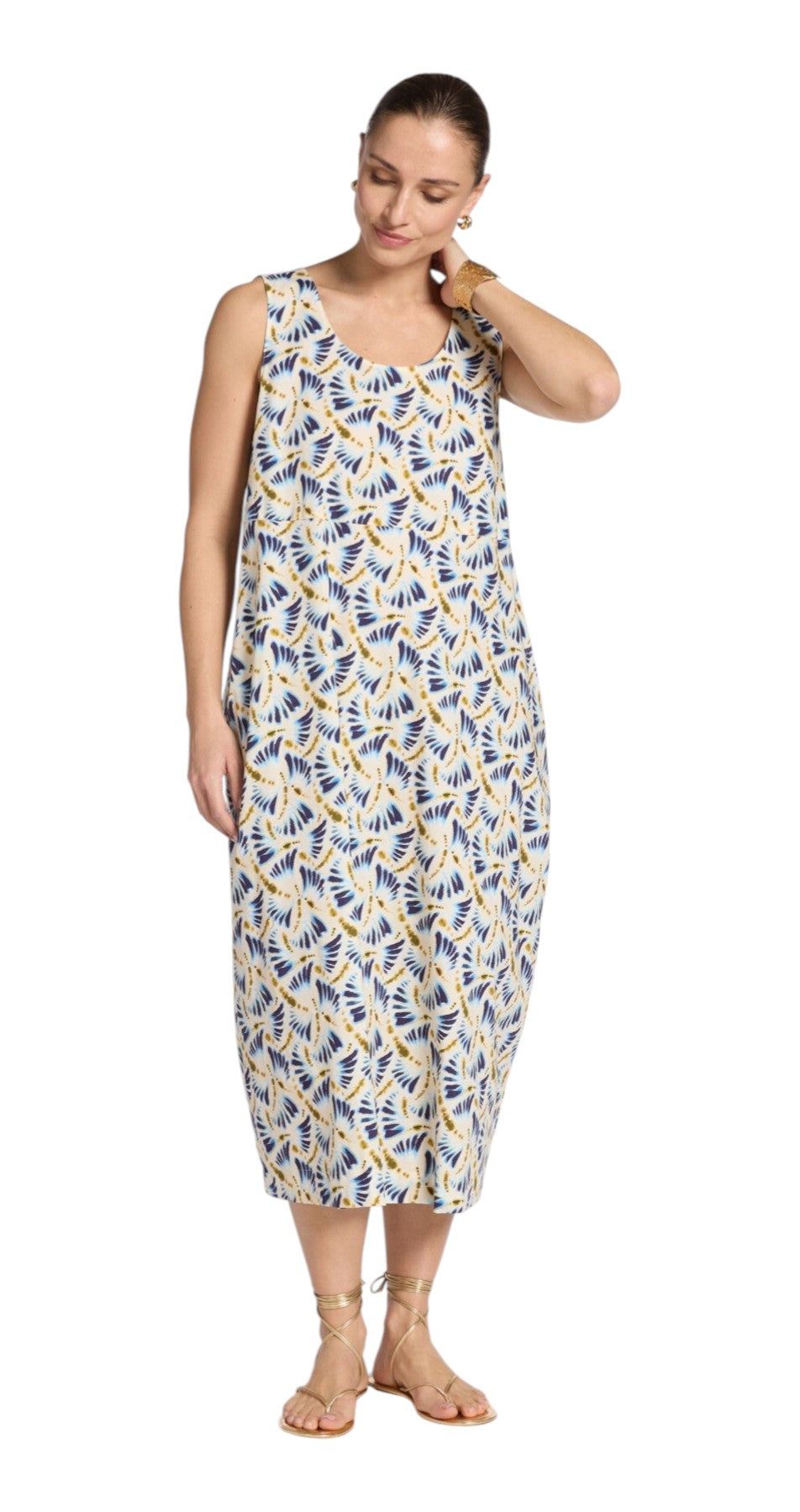 Abito Elena Mirò donna 7064Z100125N 041 Online Selection Ecrù Blu<BR/>