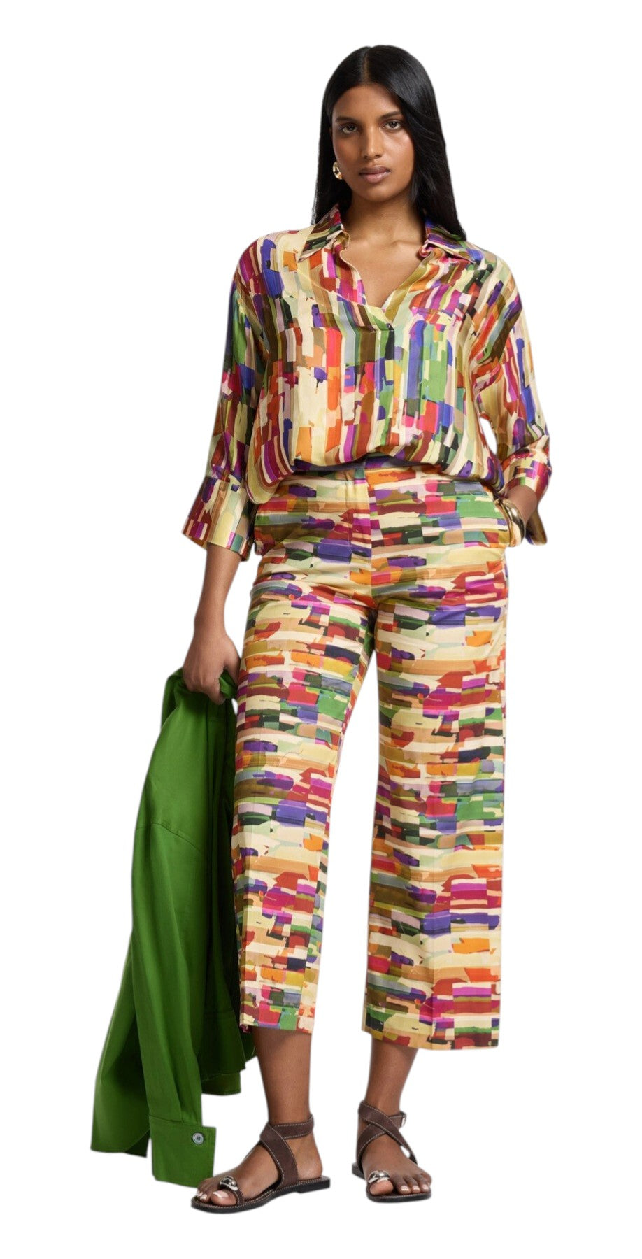 Pantalone Elena Mirò donna P020P100471N 001 Performance Avorio Multicolor <BR/>