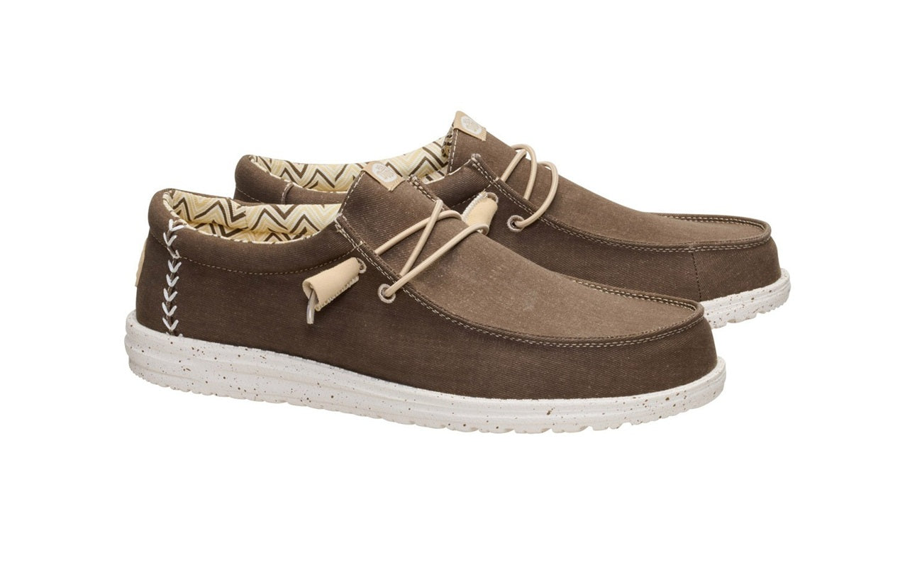 Mocassini Hey Dude uomo 40700 2LN Wally Stretch Canvas Brown Marrone
