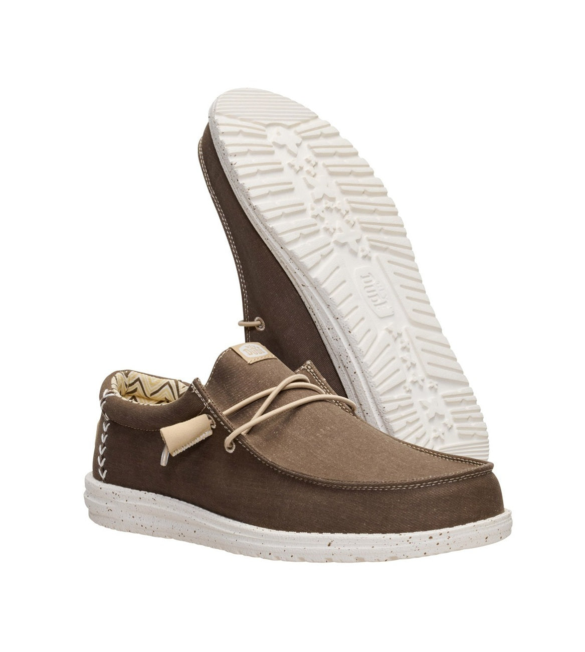Mocassini Hey Dude uomo 40700 2LN Wally Stretch Canvas Brown Marrone