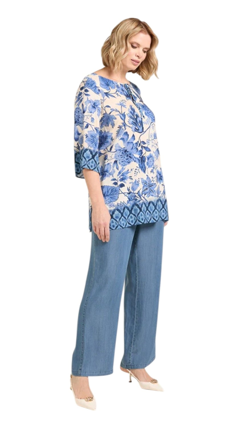 Caftano Luisa Viola donna 2022F001898N 001 Mara Venier Fantasia Blu Azzurro<BR/>
