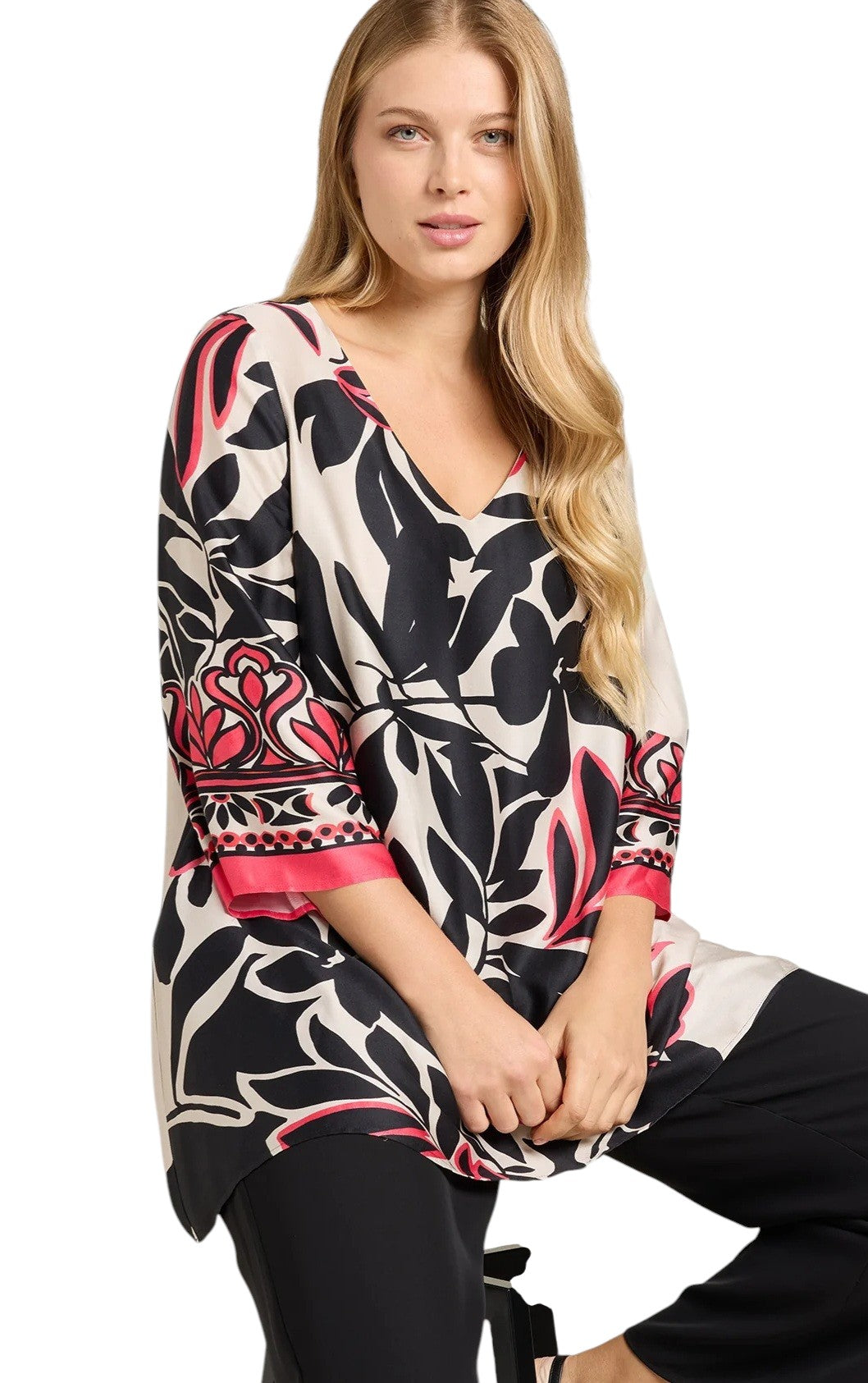 Blusa Luisa Viola donna 2226F001854N 001 Fantasia Sabbia Nero <BR/>