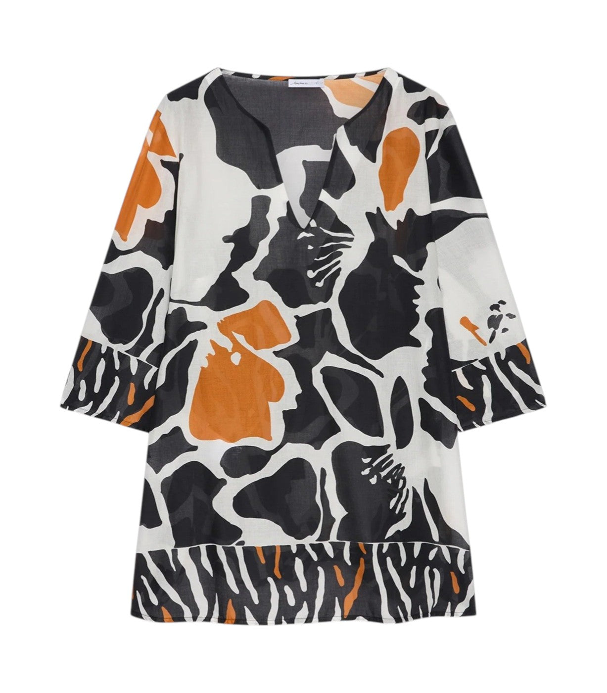 Caftano Luisa Viola donna 2235F001864N 001 Mara Venier Bianco Nero Arancio<BR/>