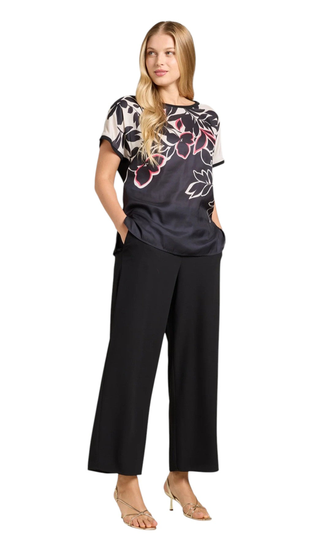 T-shirt Luisa Viola donna G078L008697N 033 Performance Fantasia Nero Beige<BR/>