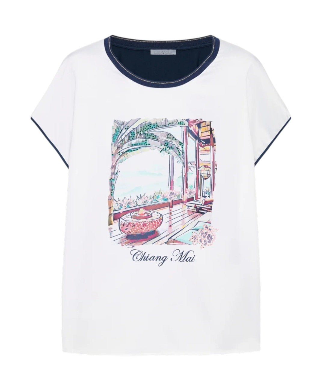 T-shirt Luisa Viola donna G084L008620N034 Performance Collection Bianco Blu<BR/>