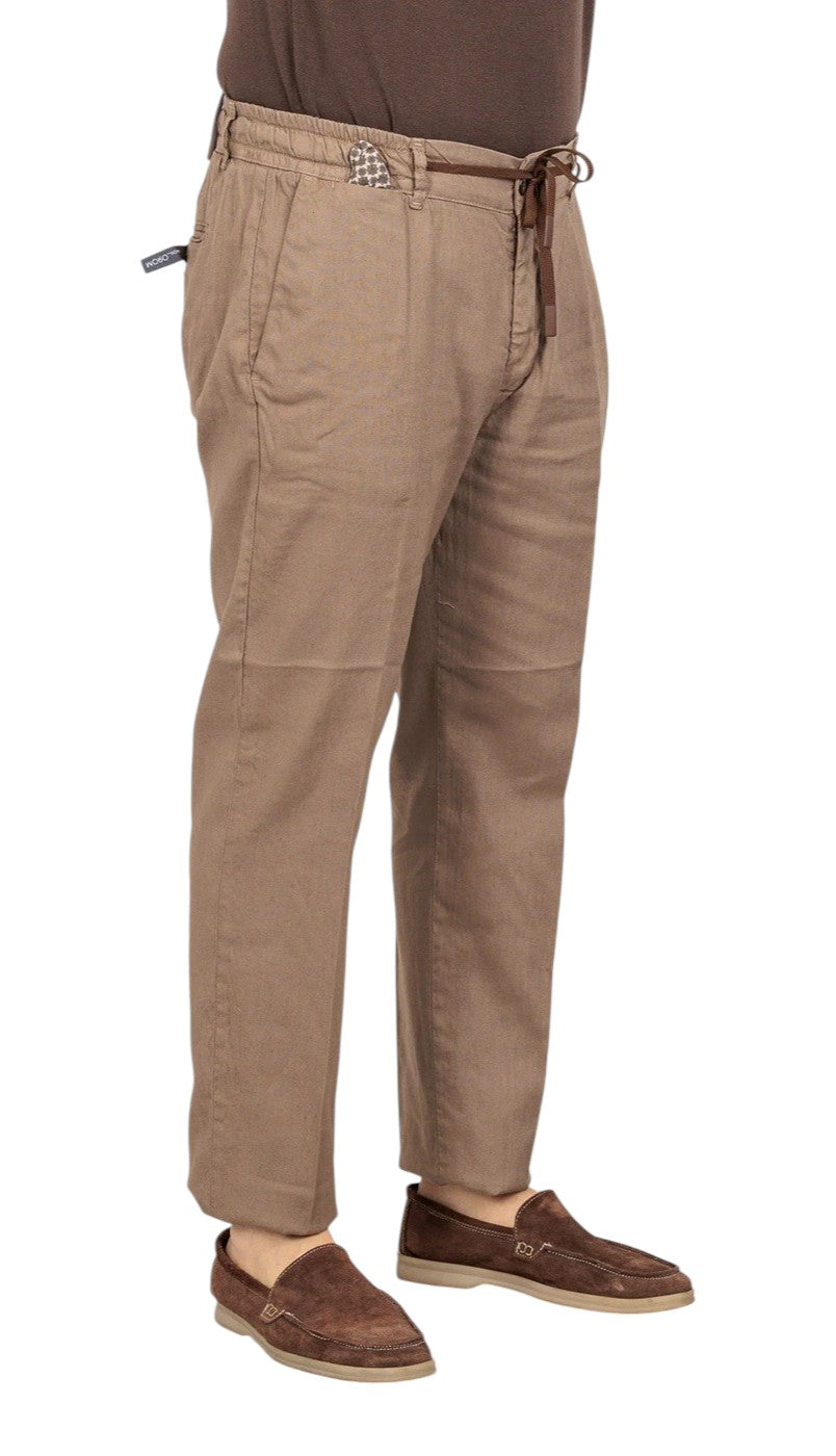 Pantalaccio Moro uomo ME2631 sartoriale con pinces lino e cotone Safari<BR/>
