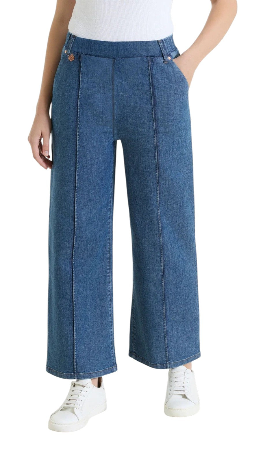 Jeans Ragno donna DT10P4 199 cropped ampio in Light Denim Délavé Blu chiaro