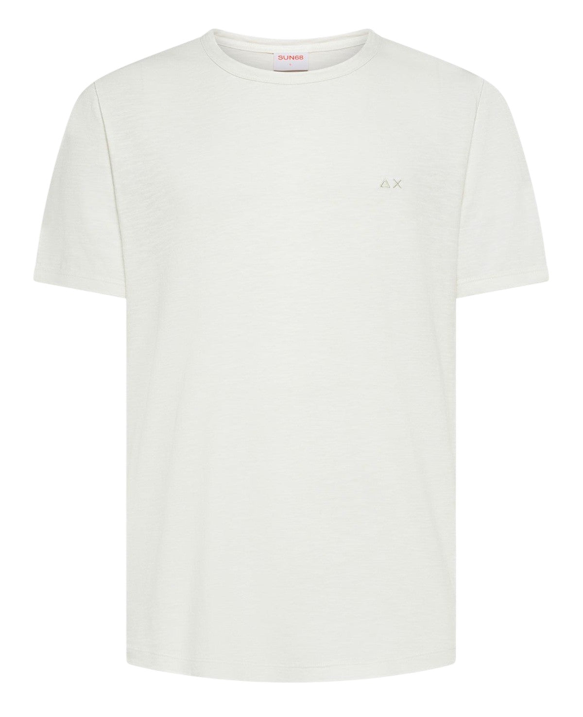 T-shirt Sun68 uomo T3611531 Jersey Cotone Fiammato Bianco Panna<BR/>