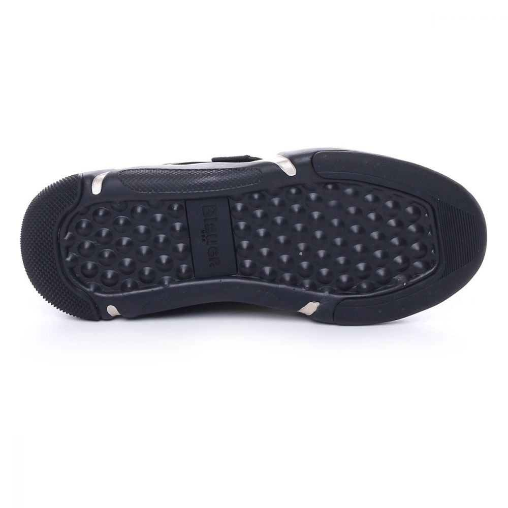 Sneakers Donna "Monroe" Nere in Pelle con Dettagli Oro e Zeppa 