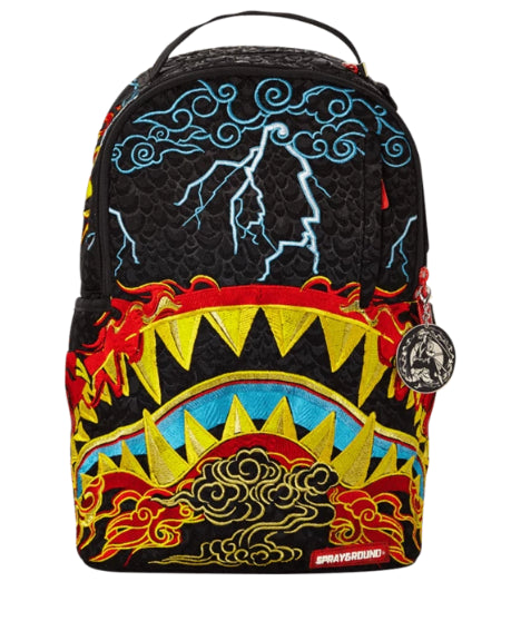 Zaino Shark "Dragon Nightmare" con Ricamo Fiamme e Fulmini 