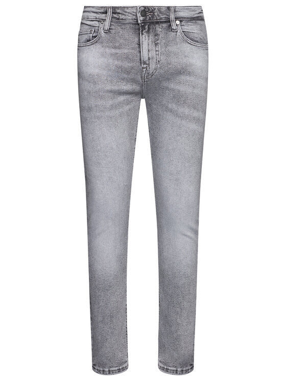 Jeans Uomo in Denim Grigio Effetto Sfumato 