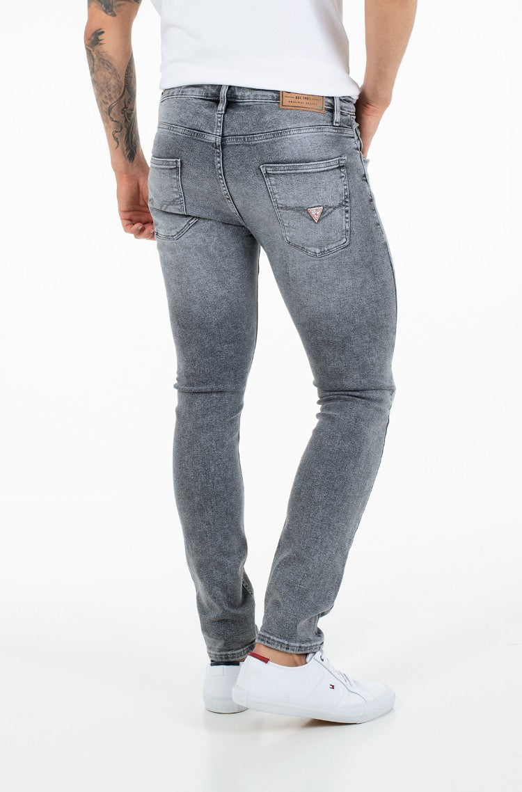 Jeans Uomo in Denim Grigio Effetto Sfumato 
