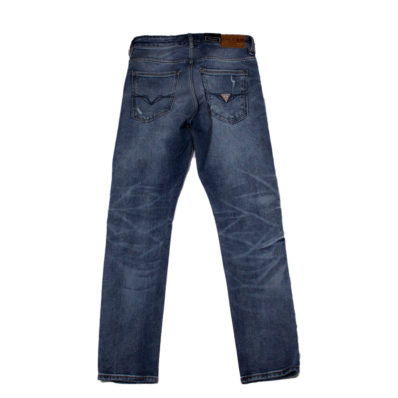 Jeans Blu Scuro in Denim Stretch con Effetto Sfumato 