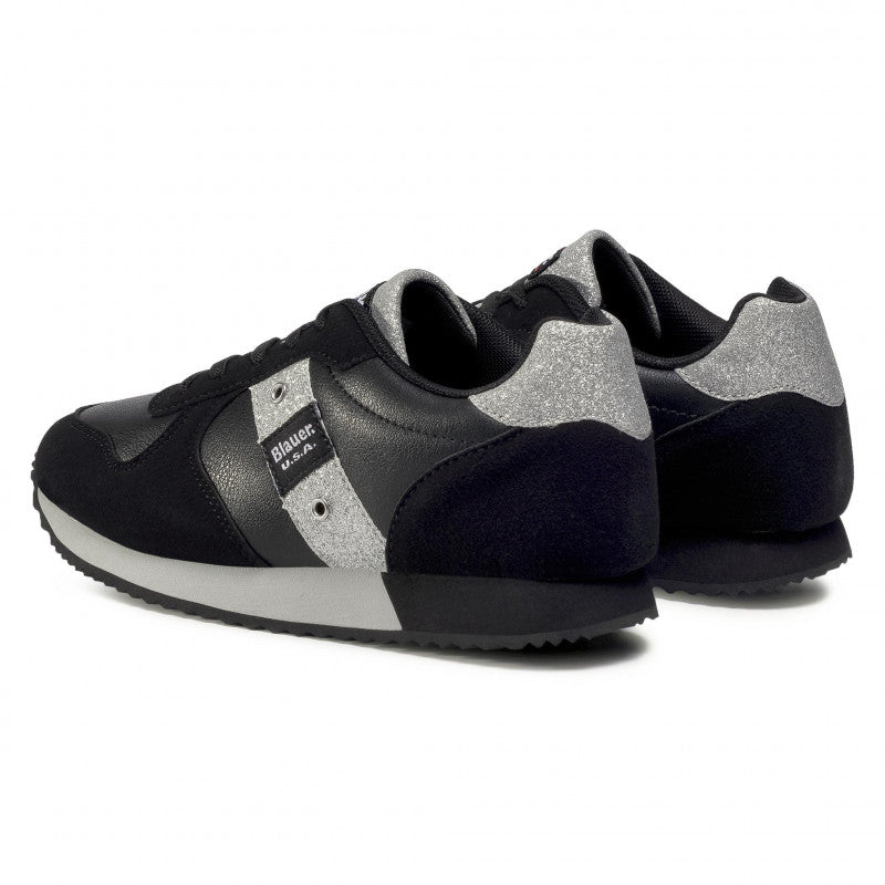 Sneakers Donna "Lilli" Nere in Similpelle con Dettagli Argento 