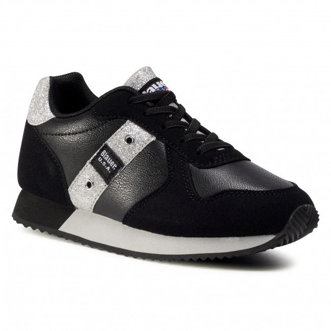 Sneakers Donna "Lilli" Nere in Similpelle con Dettagli Argento 